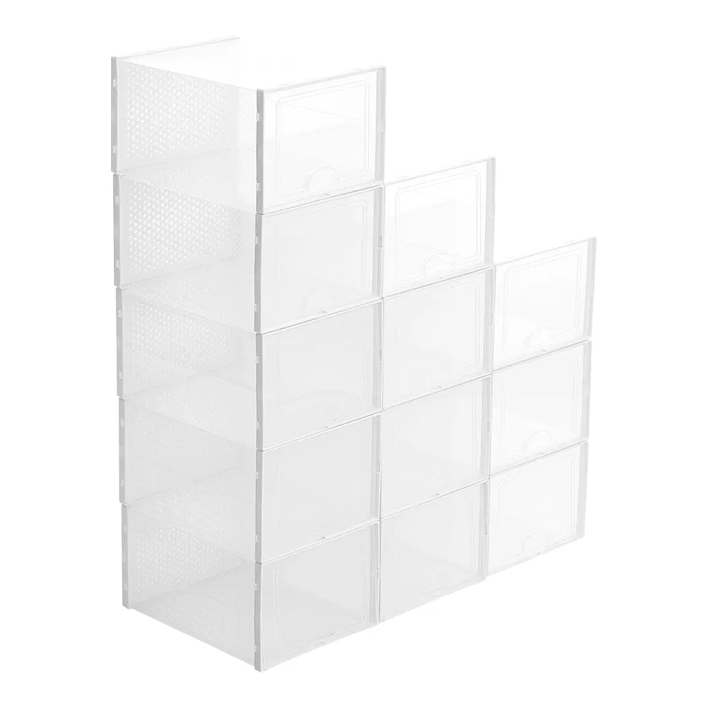 12 Pack Clear Plastic Shoe Storage Boxes