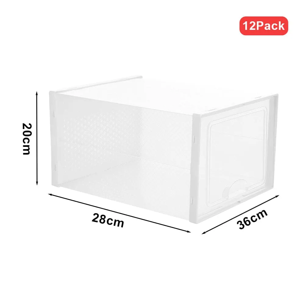 12 Pack Clear Plastic Shoe Storage Boxes