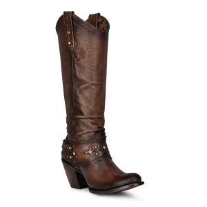 1Z41RS - Cuadra mocha casual cowgirl leather knee high boots for women