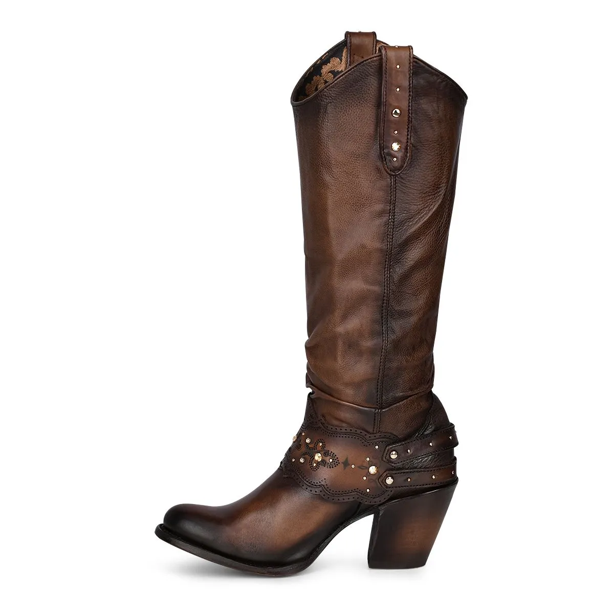 1Z41RS - Cuadra mocha casual cowgirl leather knee high boots for women