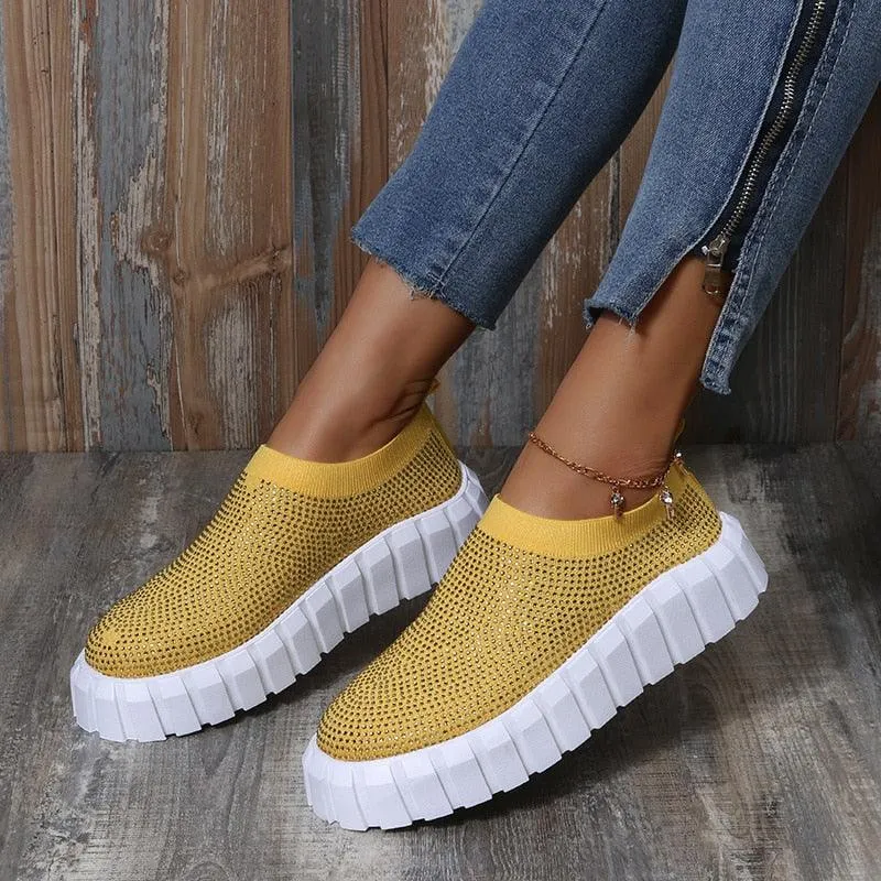 2022 Bling Bling Female Mesh Platform Vulcanized Shoes