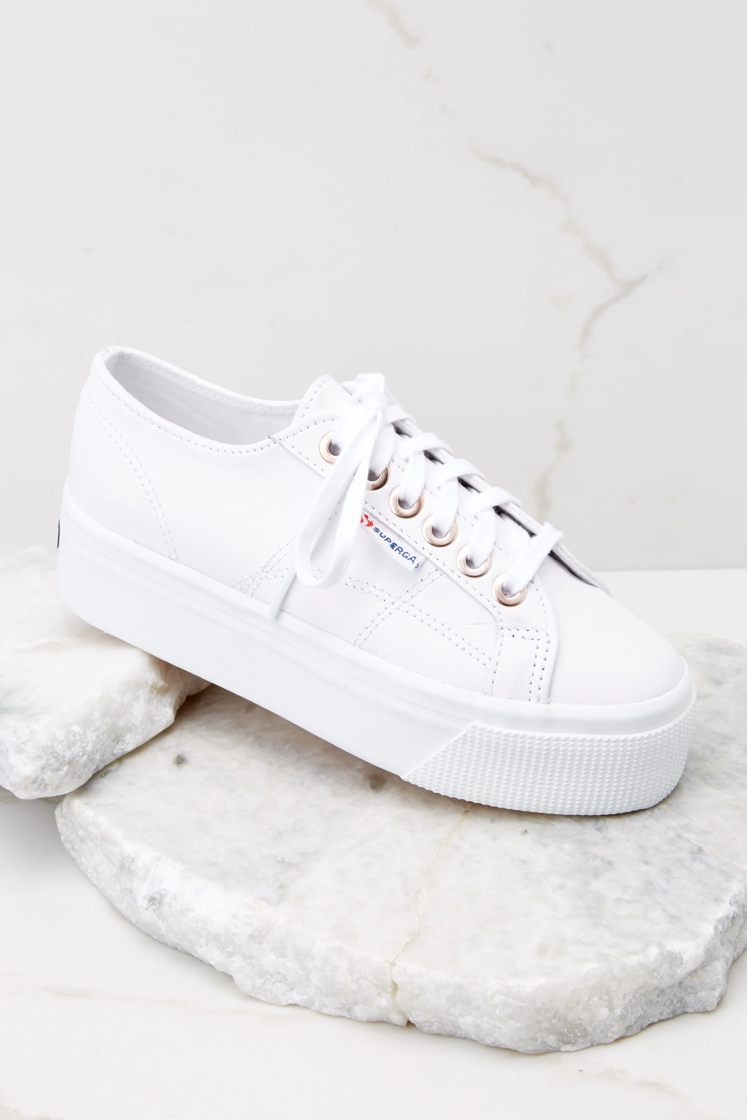 2790 Nappa White Rose Gold Big Eyelets Platform Sneakers