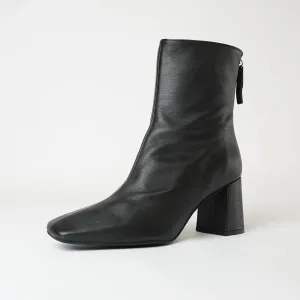 Ag-23535 Black Leather Ankle Boots