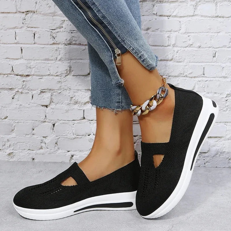 AMOZAE- - Hollow Out Platform Mesh Sneakers