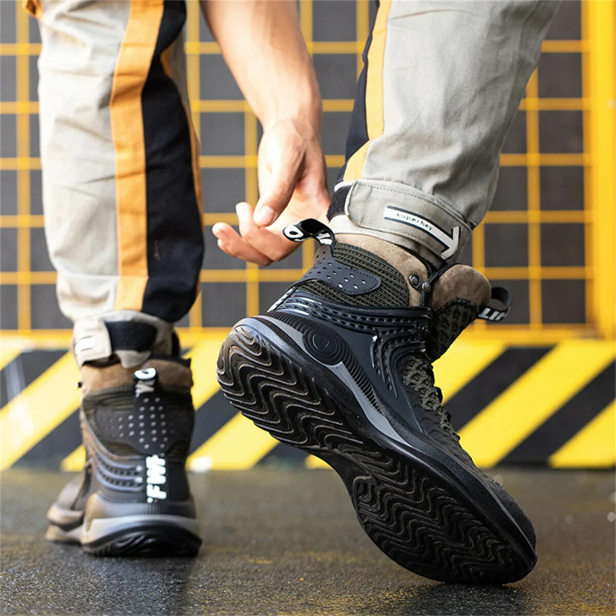 Ankle High Safety Shoes for Men Steel Toe Anti-Pierce Reflective Industrial Shoe