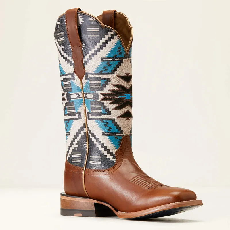 ARIAT WOMENS FRONTIER CHIMAYO WESTERN BOOTS | DARK CHOCOLATE / RIO ARRIBA TURQUOISE