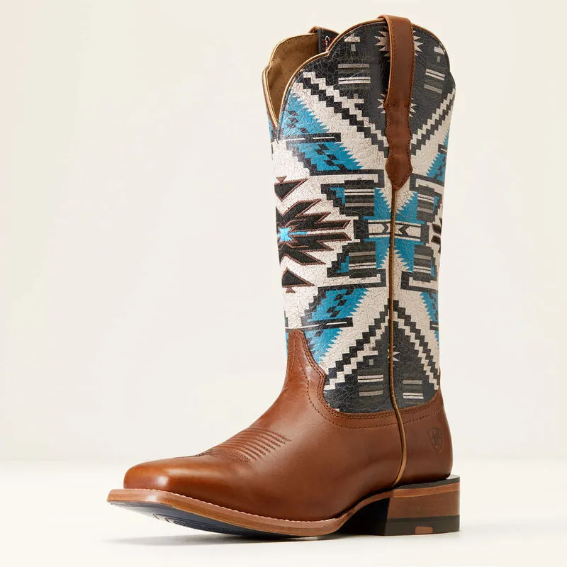 ARIAT WOMENS FRONTIER CHIMAYO WESTERN BOOTS | DARK CHOCOLATE / RIO ARRIBA TURQUOISE