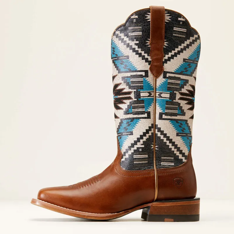 ARIAT WOMENS FRONTIER CHIMAYO WESTERN BOOTS | DARK CHOCOLATE / RIO ARRIBA TURQUOISE