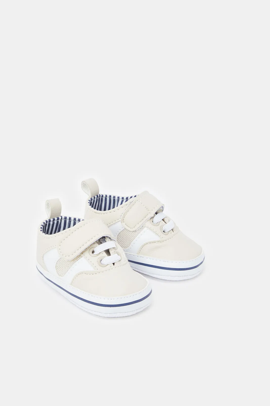 Babies Cream Velcro Strap Pram Shoe