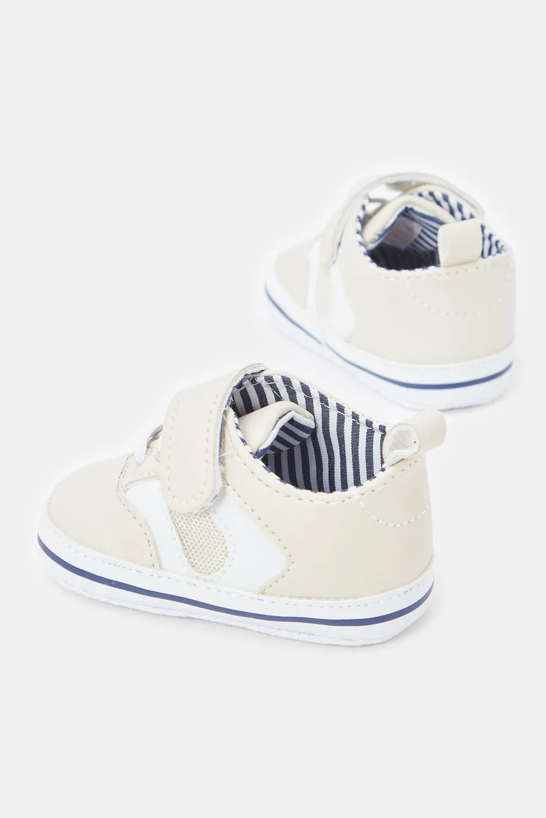 Babies Cream Velcro Strap Pram Shoe