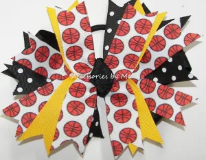 Basketball Black Yellow Gold Pinwheel Hair Bow