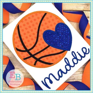 Basketball Heart Satin Applique