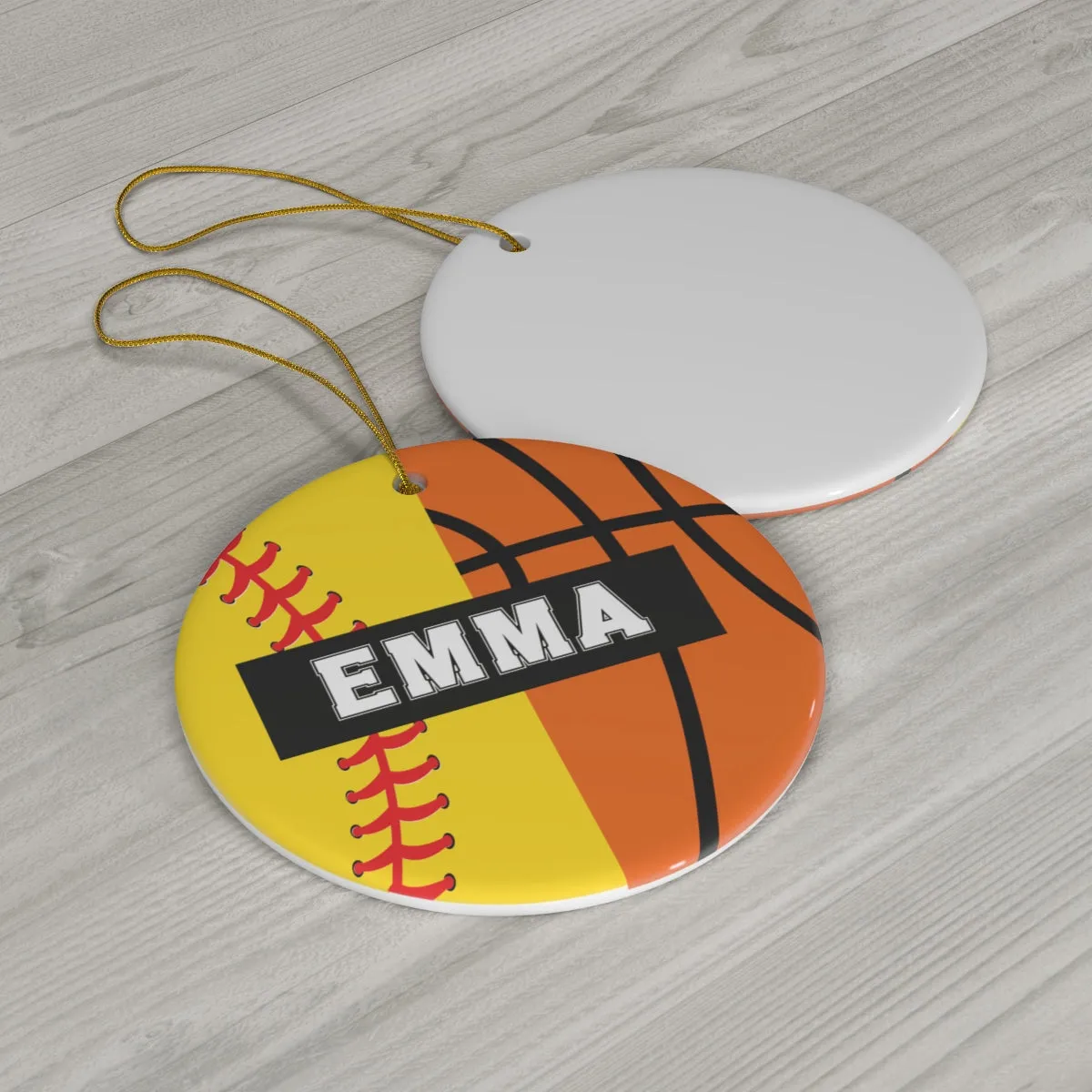 Basketball Softball Christmas Ornament - 2 Sport Athlete