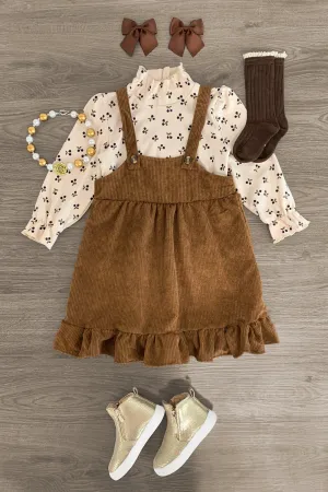 Black Cherry Corduroy Jumper Dress Set