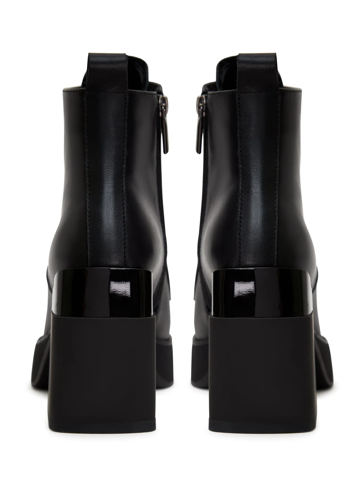 Block Heel Leather Ankle Boots