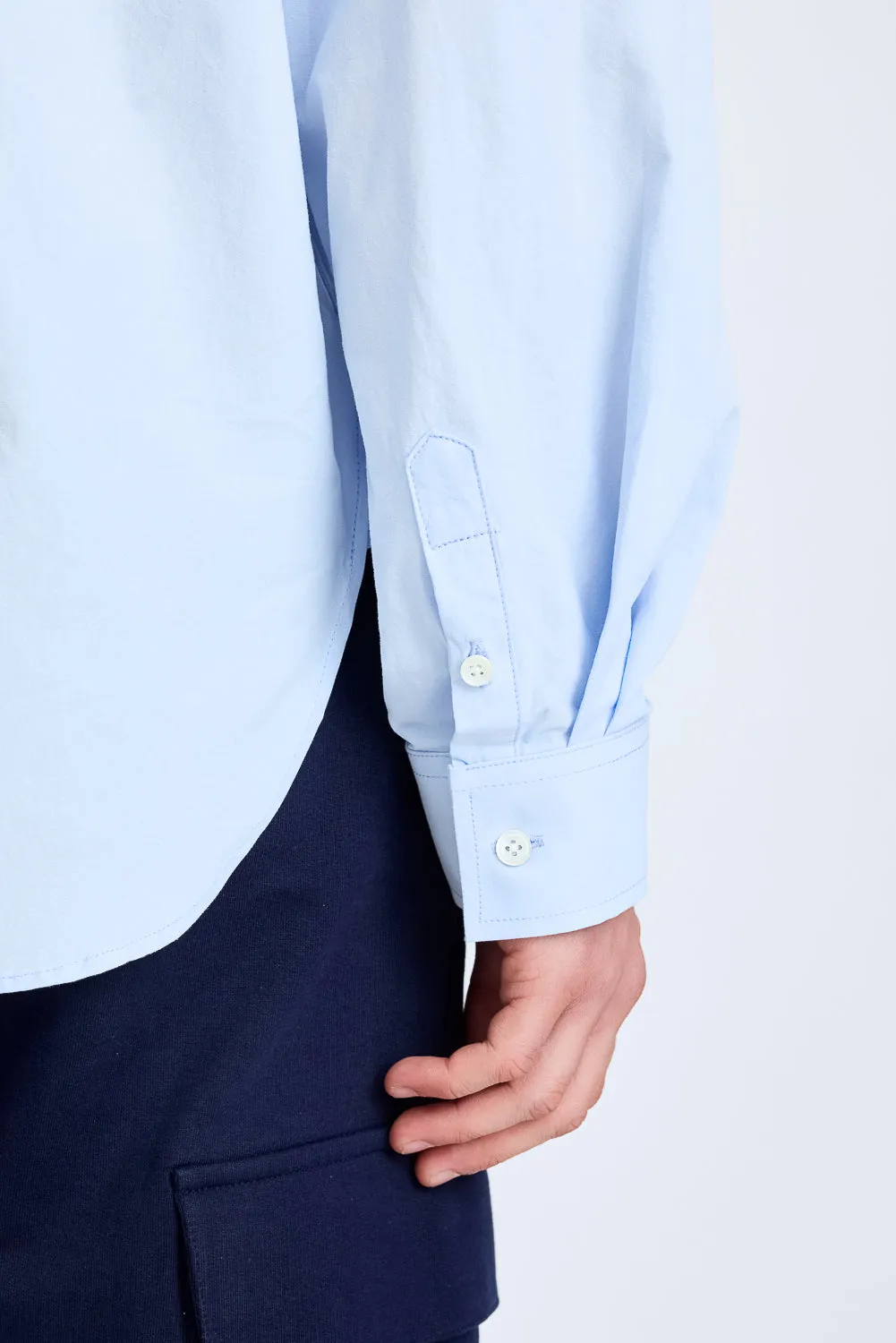 Blue Stiff-Collar Men's Shirt