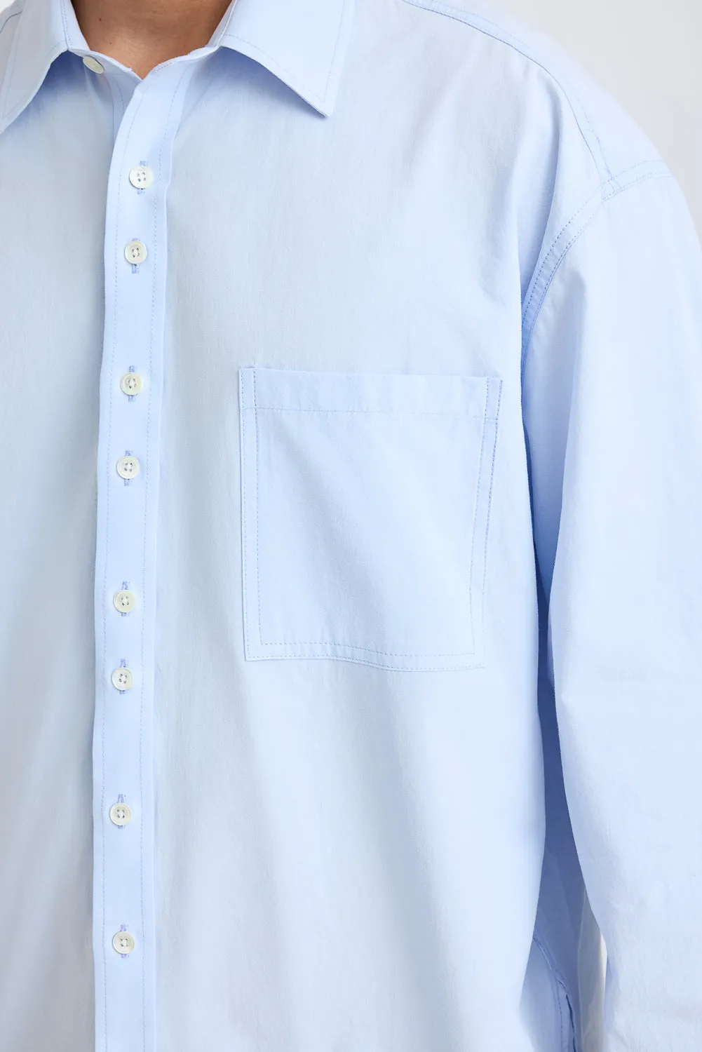 Blue Stiff-Collar Men's Shirt