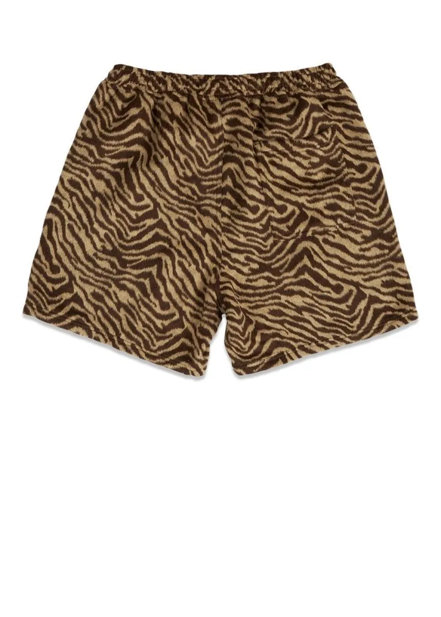 BREAKER FUZZY STRIPE SHORTS - Tan