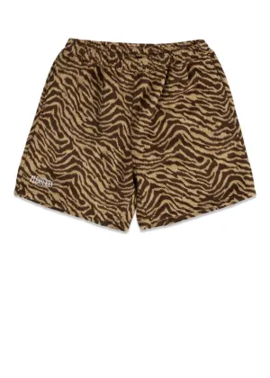 BREAKER FUZZY STRIPE SHORTS - Tan