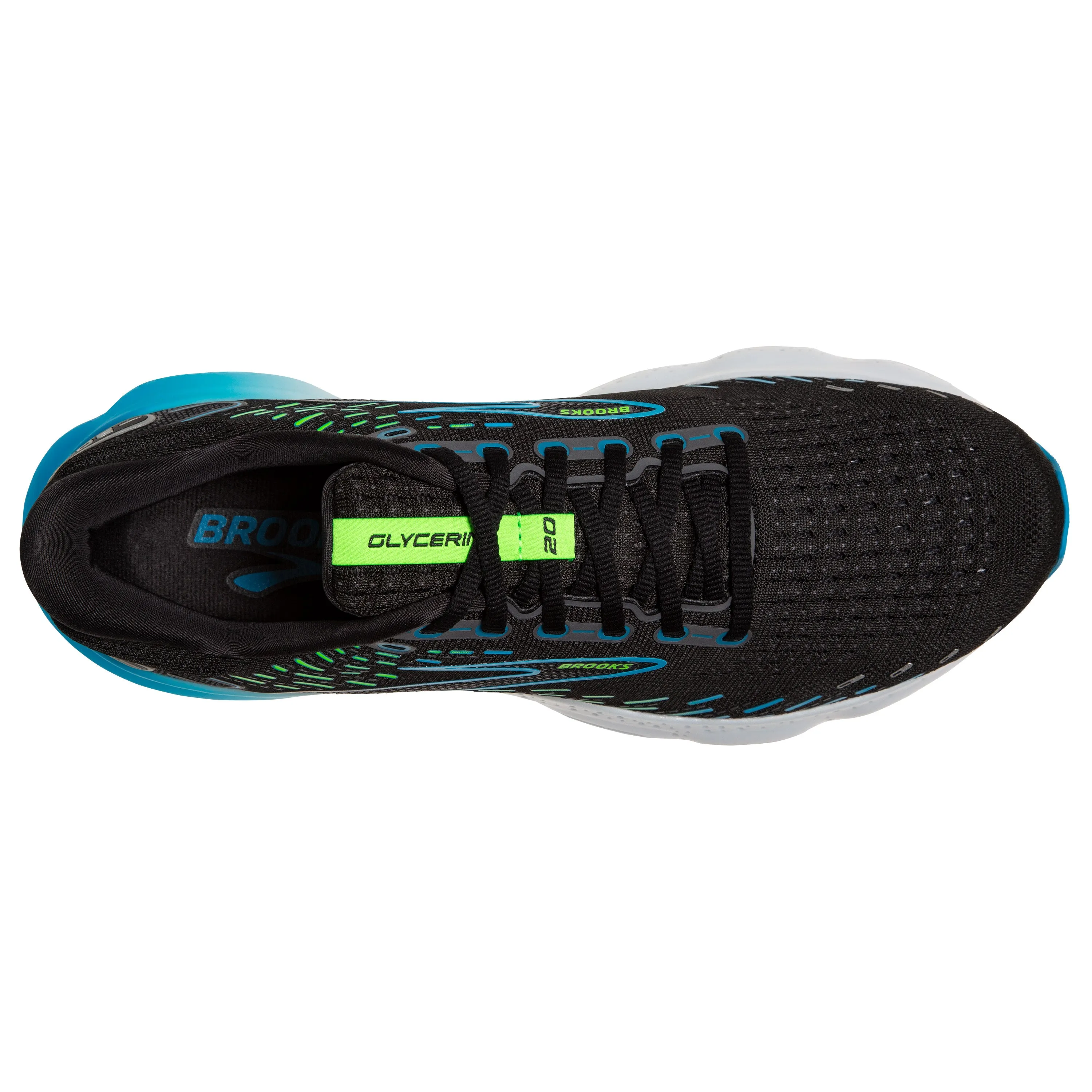 Brooks Mens Trainer Glycerin 20 Black/Hawaiian Ocean/Green