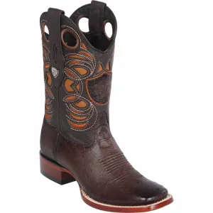 Brown Ostrich Belly Ranch Toe Western Boots