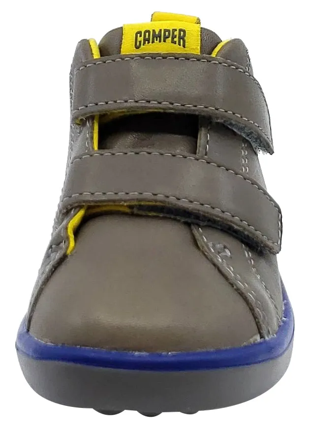 Camper Pursuit Grey Runner Leather Boy's Hightop Hook and Loop Toddler