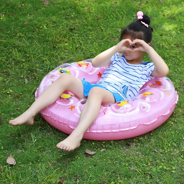 Cartoon Pattern Double Airbag Thickened Inflatable Swimming Ring Crystal Swimming Ring, Size:90 cm(Blue)