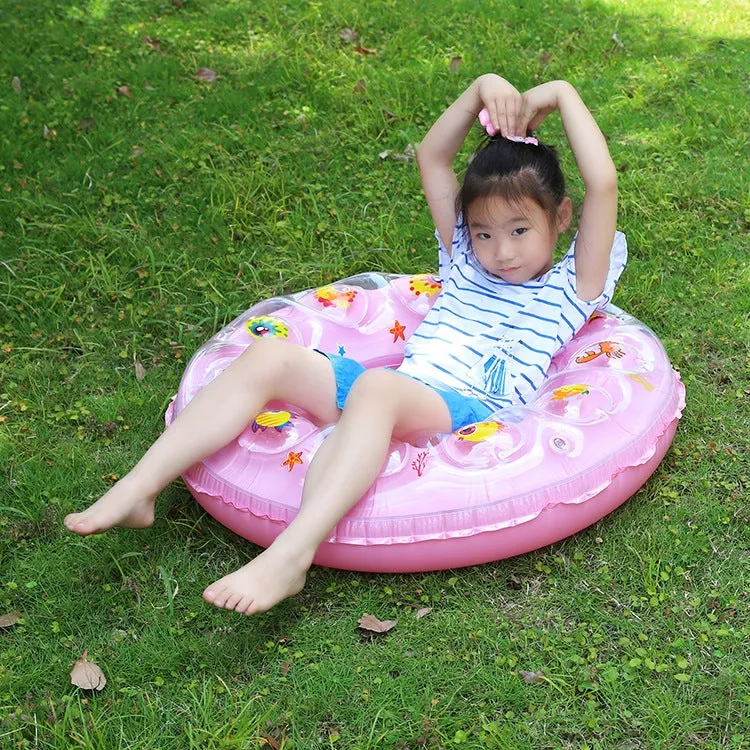 Cartoon Pattern Double Airbag Thickened Inflatable Swimming Ring Crystal Swimming Ring, Size:90 cm(Blue)