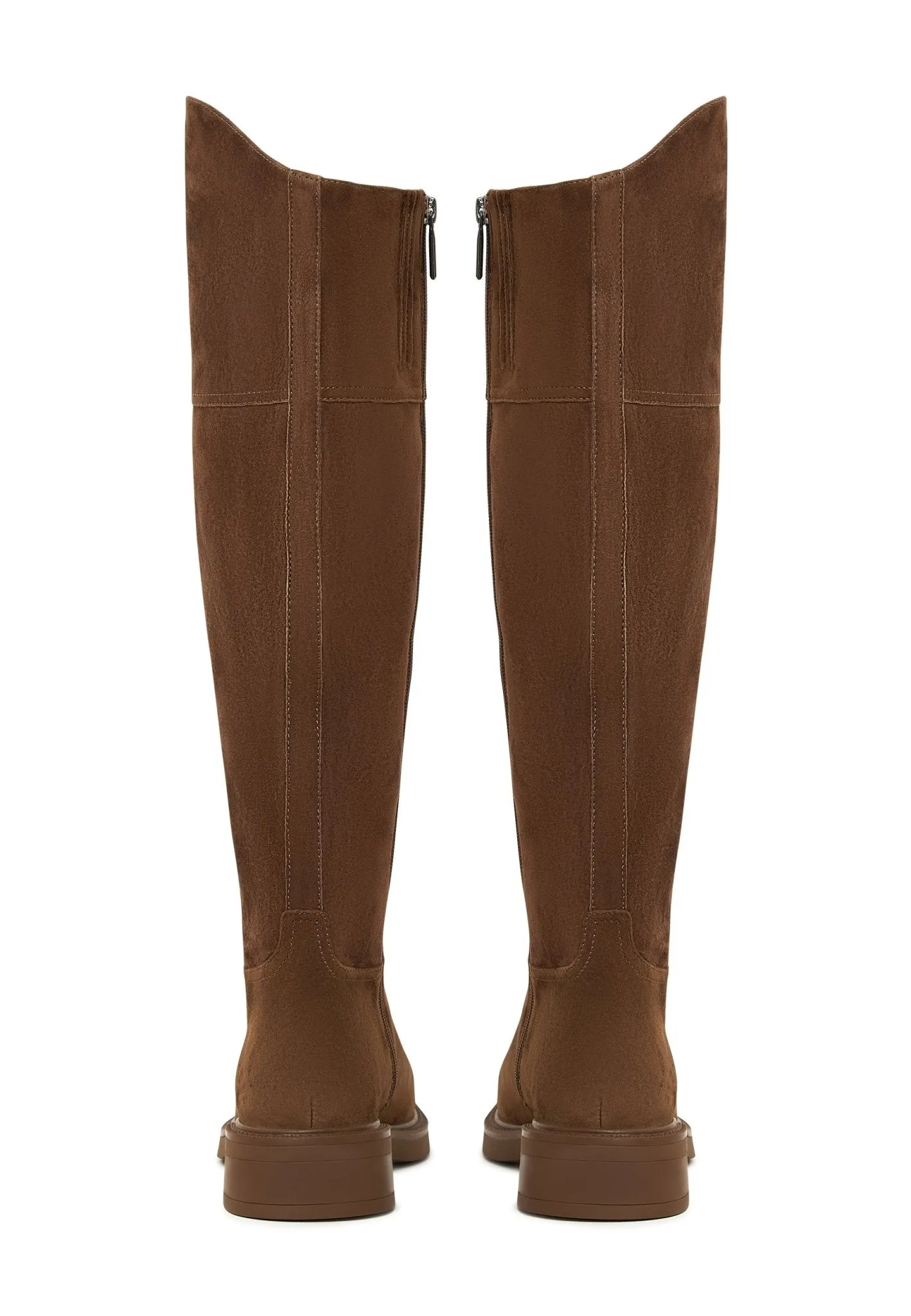 Casual Block Heeled Boots - Brown