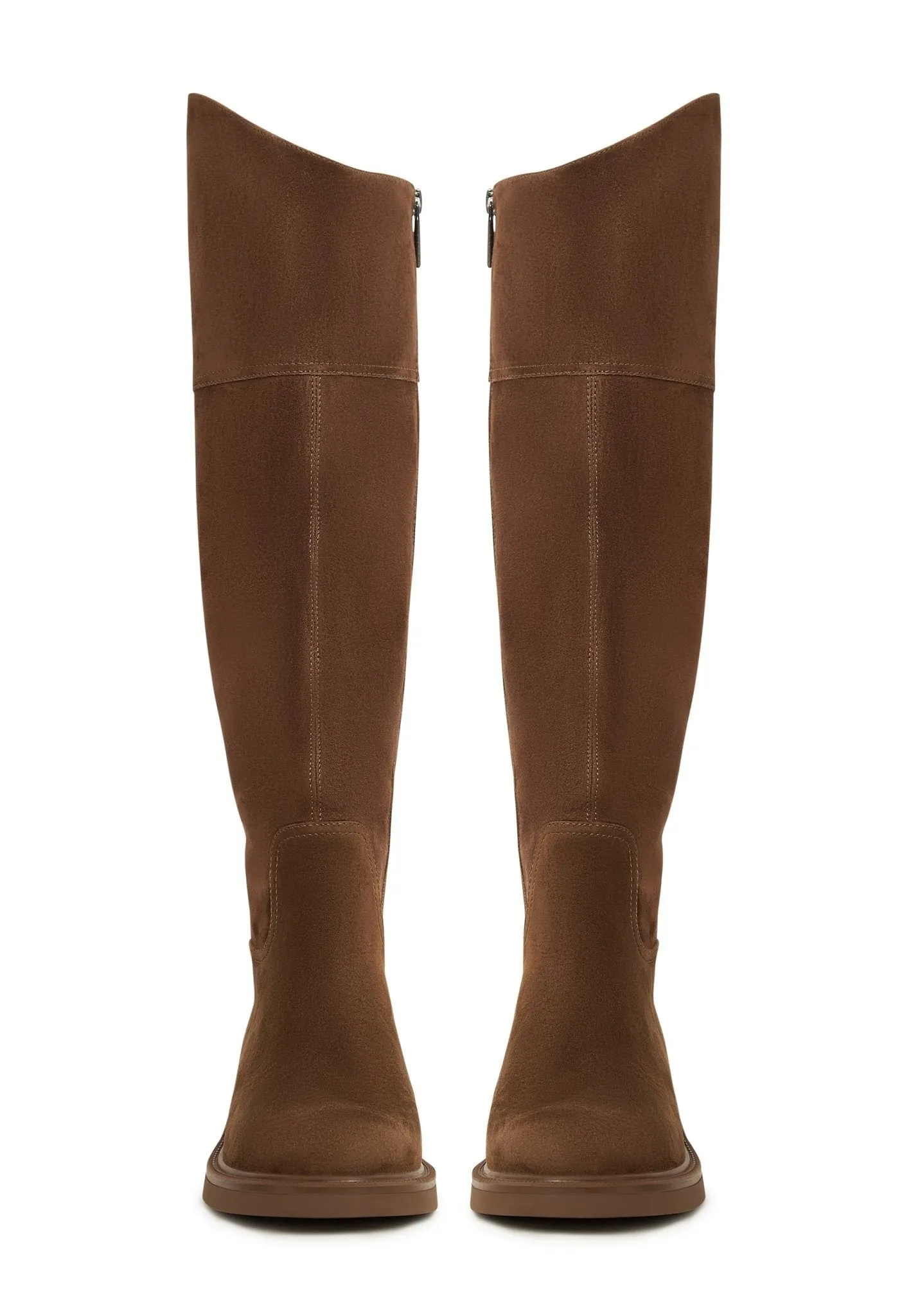 Casual Block Heeled Boots - Brown