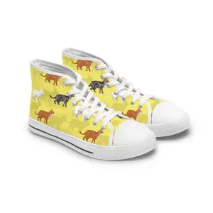 Cats on Yellow Background Women's High Top Sneakers