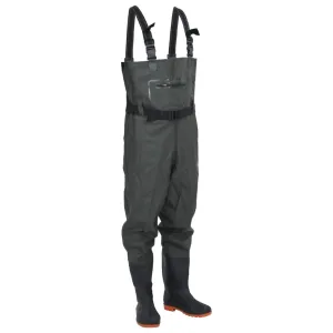 Chest Waders with Boots and Belt Dark Green Size 44