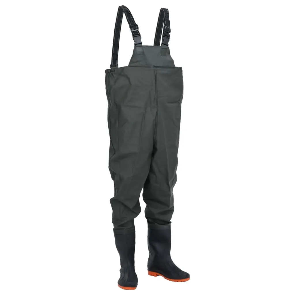 Chest Waders with Boots Dark Green Size 45