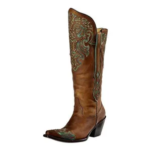 Corral Women's Tall Turquoise Studded Wingtip Cowgirl Boot Round Toe - G1182