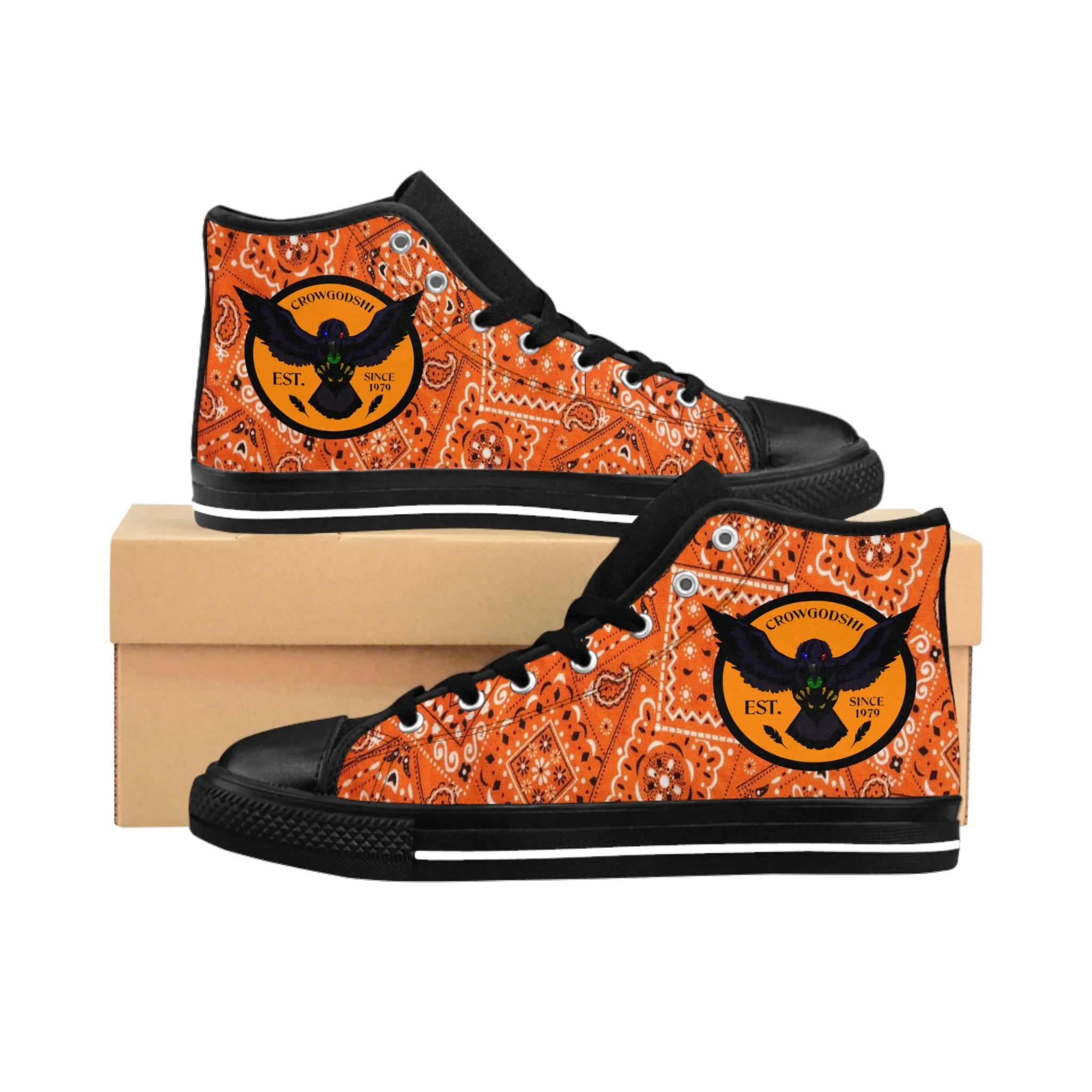 Crowgodshi Men's Orange Colors High-Tops