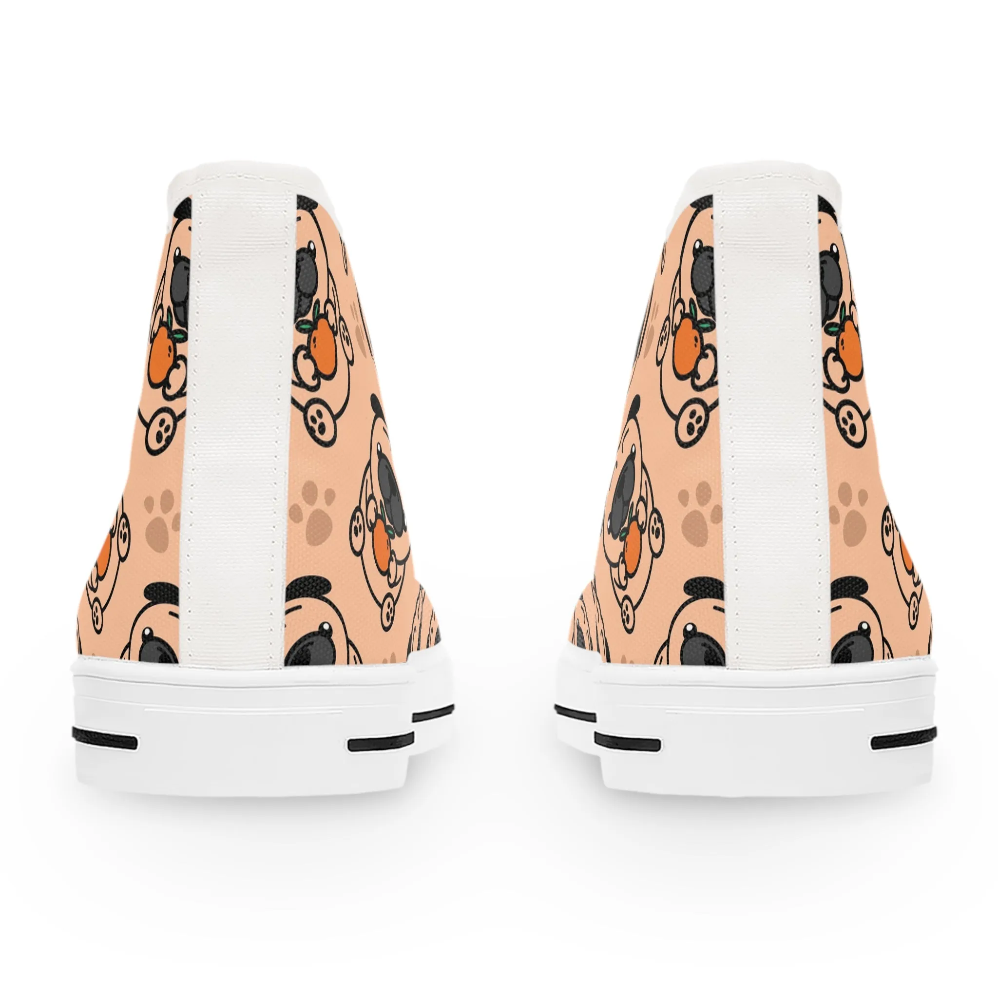 Cute Pug with Orange Women's High Top Sneakers