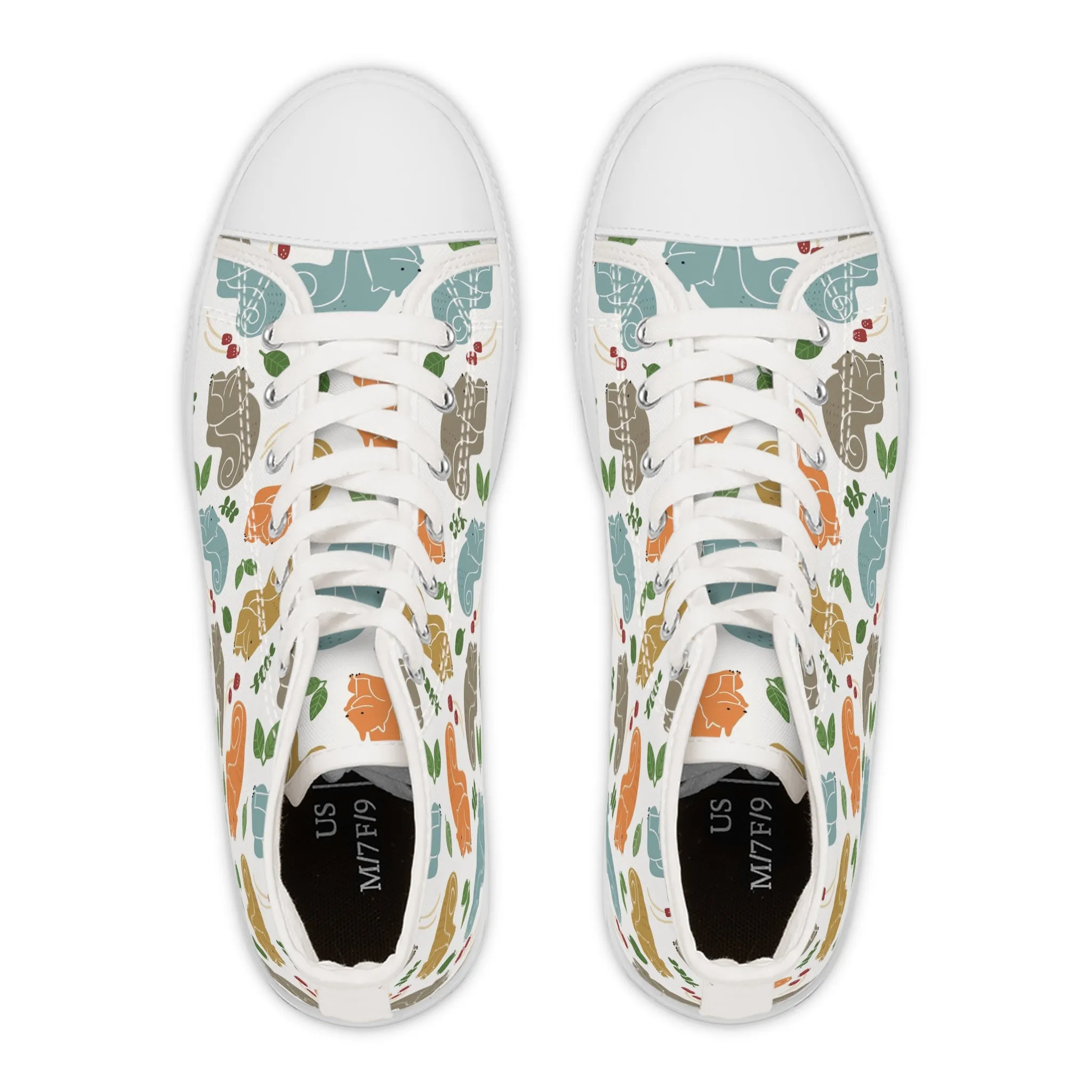 Cute Squirrel and Leaf Women's High Top Sneakers