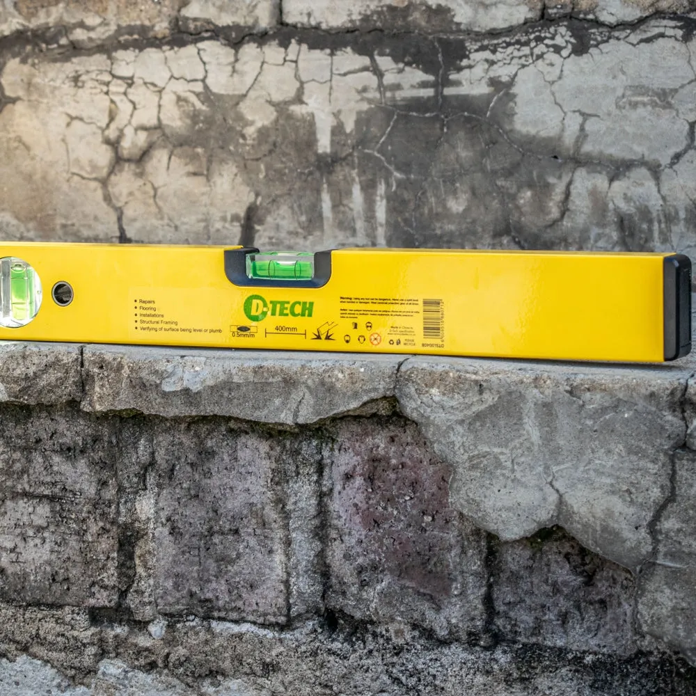 D-Tech Spirit Level Box 400mm X 1.4mm 2 X Vial 0.5mm Accur. Alum. DTSl0040B