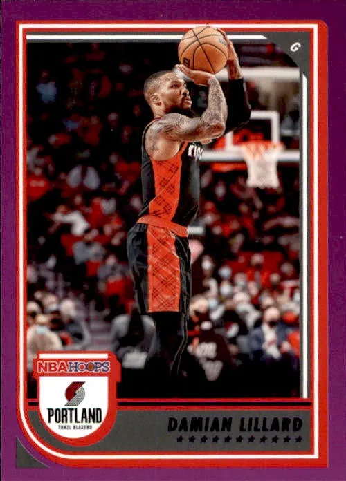 Damian Lillard, Purple Parallel, 2022-23 Panini Hoops Basketball NBA