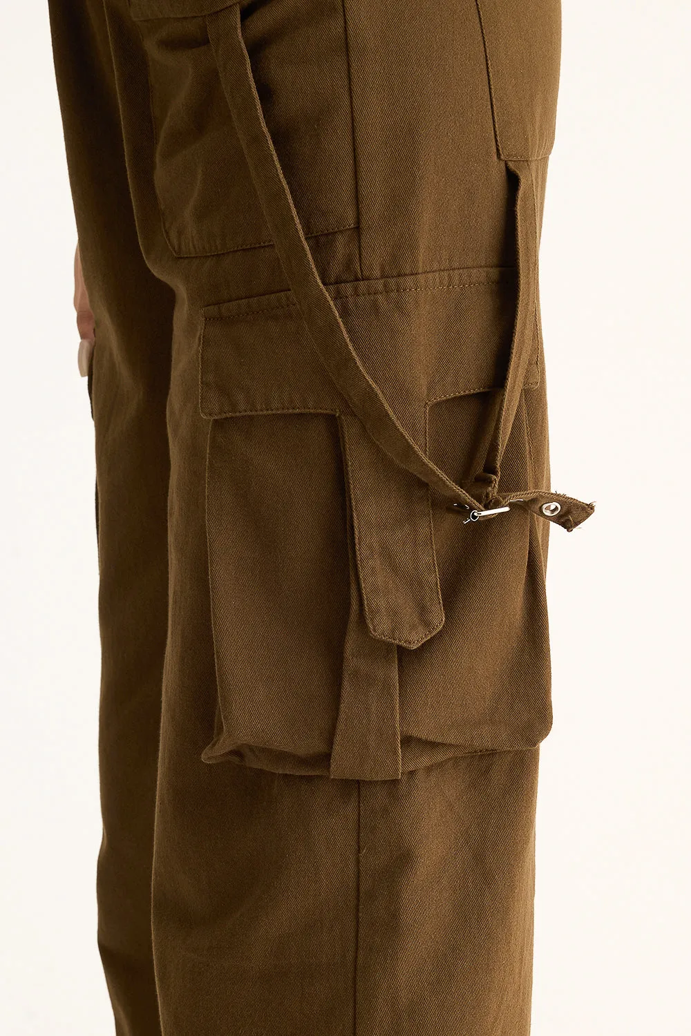 Dark Khaki Elasticated Parachute Cargo