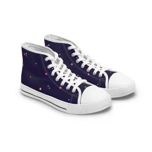 Dark Purple Constellation Stars Women's High Top Sneakers