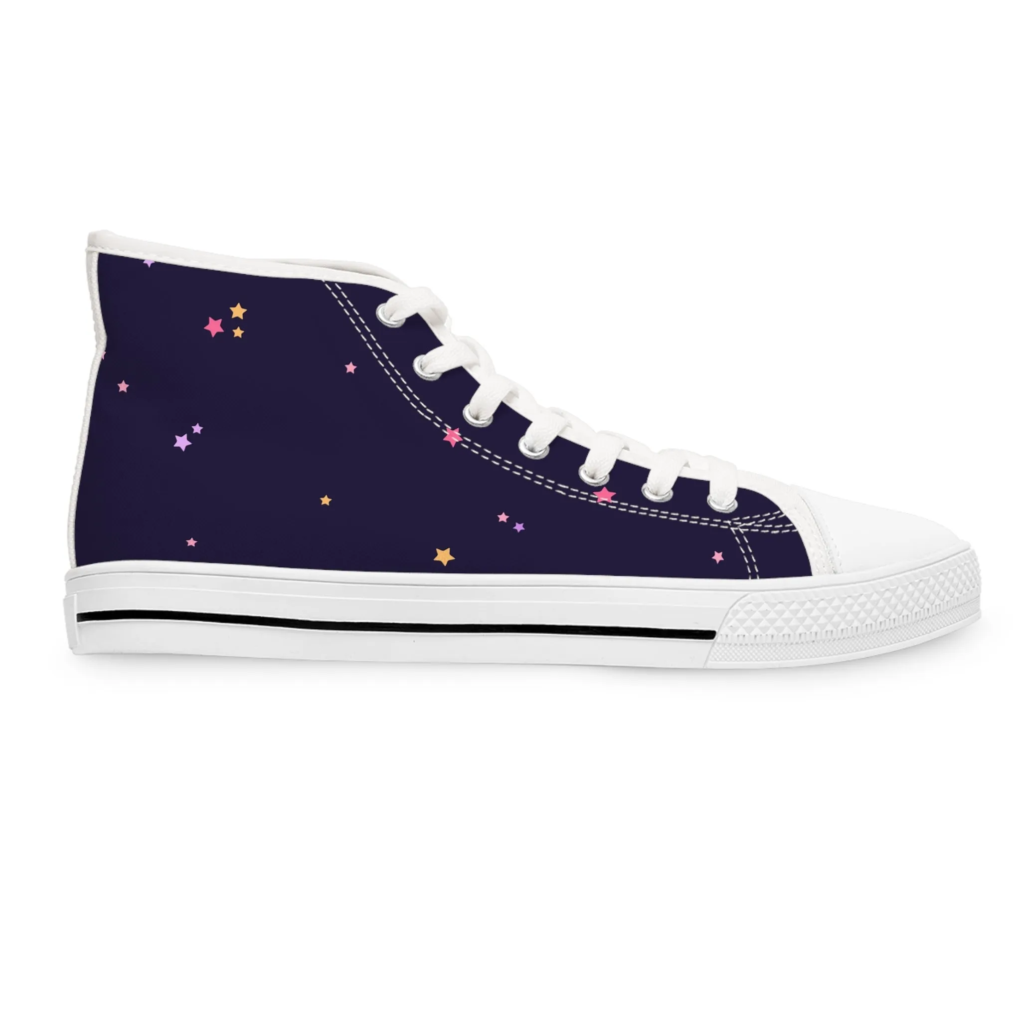 Dark Purple Constellation Stars Women's High Top Sneakers