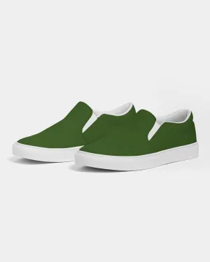 Dark Warm Green Slip-On Canvas Sneakers | Women's | Dark Pure Warm Green | C50M0Y100K80