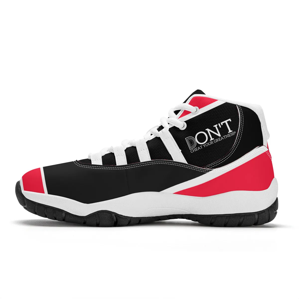 DONT D4X White Logo ,Red ,White Stripes No Net  & Black  High Top Air Retro Sneakers - White