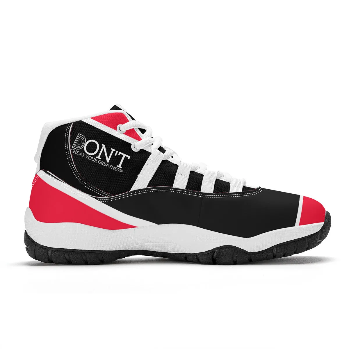 DONT D4X White Logo ,Red ,White Stripes No Net  & Black  High Top Air Retro Sneakers - White