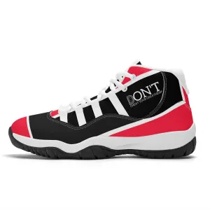 DONT D4X White Logo ,Red ,White Stripes No Net  & Black  High Top Air Retro Sneakers - White