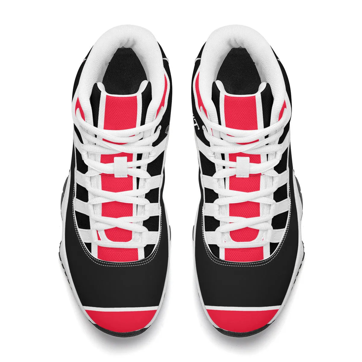 DONT D4X White Logo ,Red ,White Stripes No Net  & Black  High Top Air Retro Sneakers - White