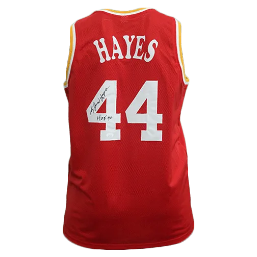 Elvin Hayes Pro Style Autographed Basketball Jersey Red (JSA) "HOF" Inscription Included