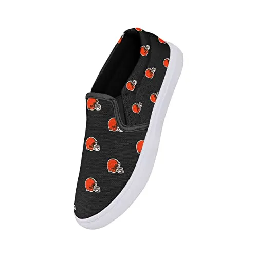 FOCO Cleveland Browns NFL Womens Repeat Logo Slip On Canvas Shoe