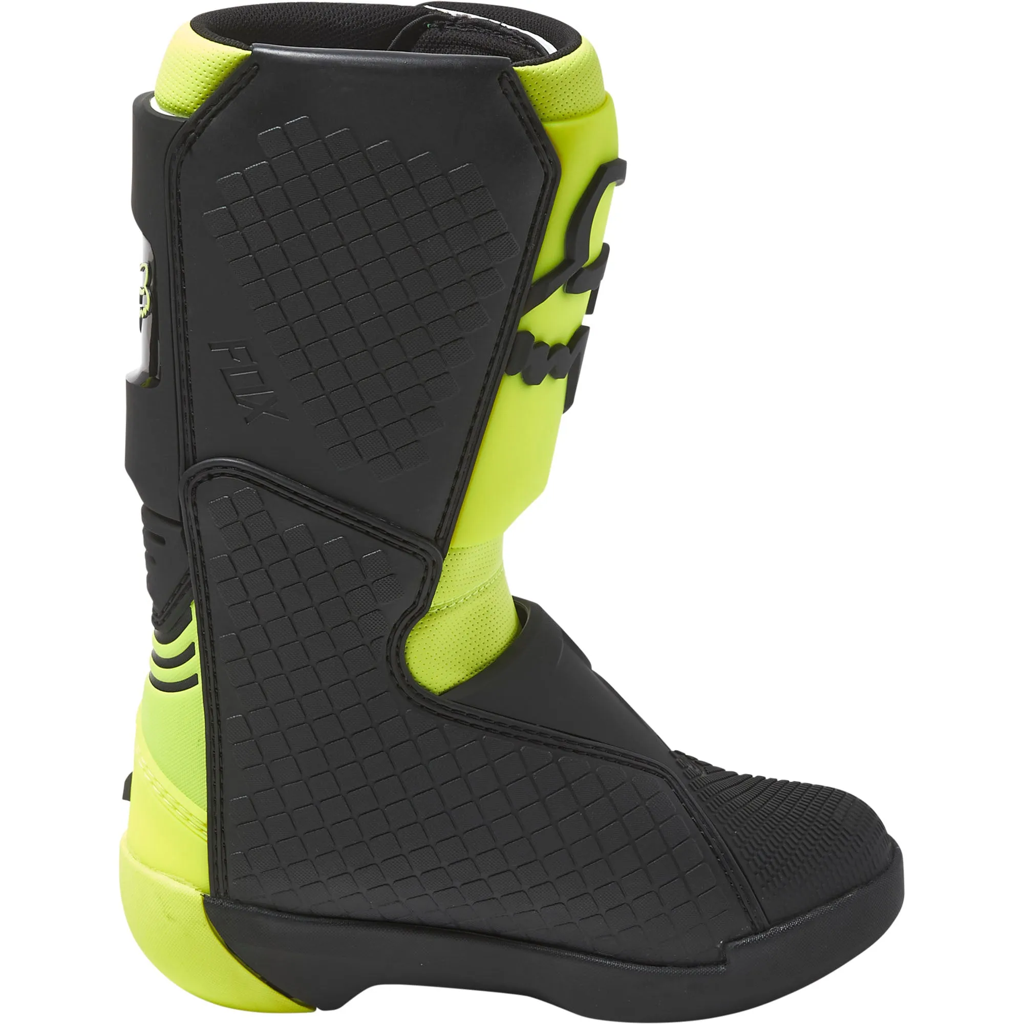 Fox Racing  Youth Flo Yellow Comp Buckle Boots Rubber Grip Outsole Burn Guard